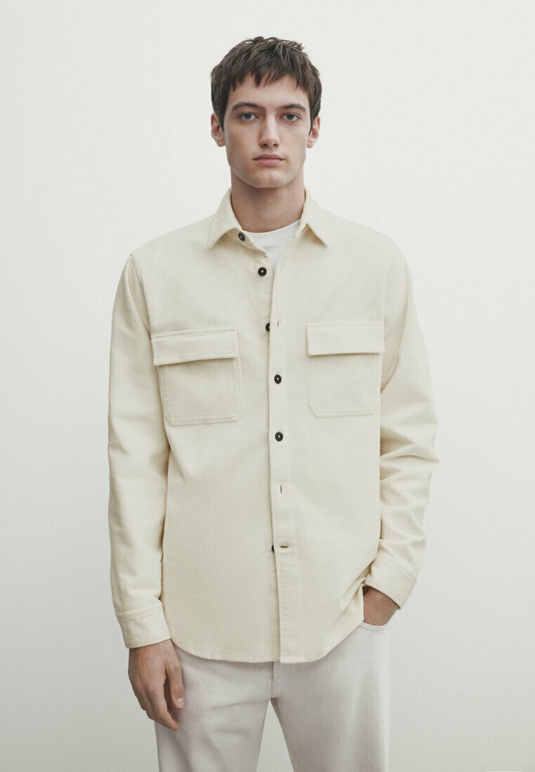 Легкая куртка With Chest Pockets Massimo Dutti, бежевый куртка рубашка massimo dutti zip up with chest pockets хаки
