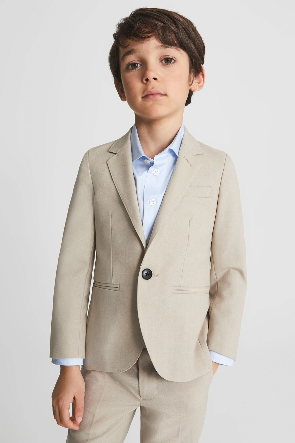 

Однобортный шерстяной пиджак Fine Junior Reiss, серый