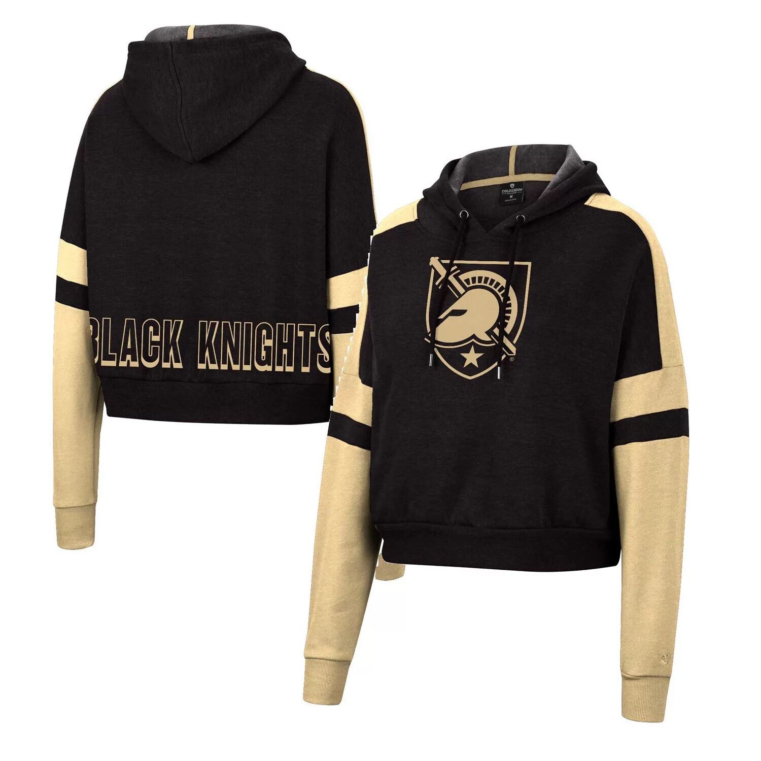 

Женский укороченный пуловер с капюшоном Colosseum Black Army Black Knights Throwback Stripe Arch Logo Colosseum