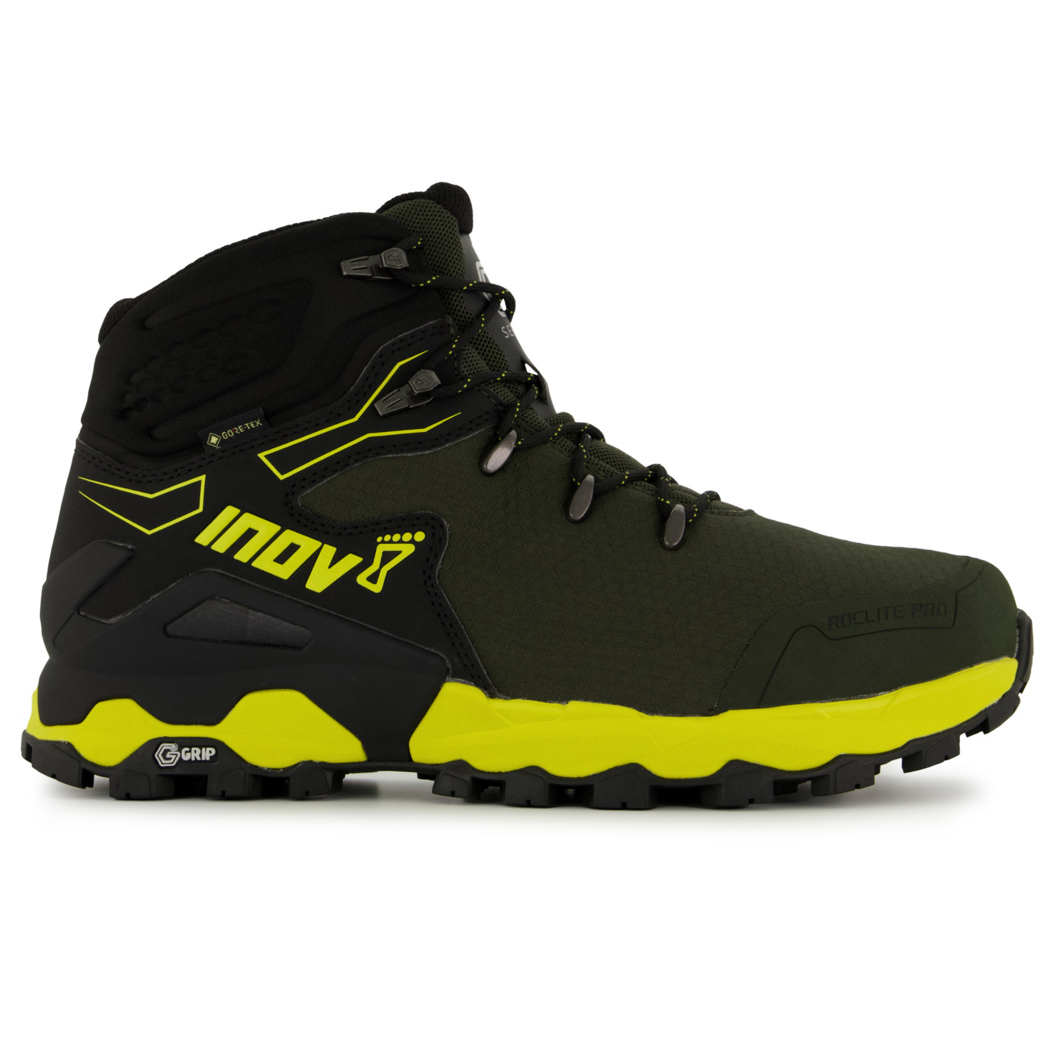 Ботинки для прогулки Inov 8 Roclite Pro G 400 GTX V2, цвет Olive/Black/Yellow цена и фото