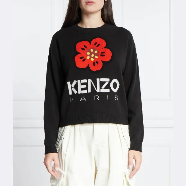 Шерстяной свитер свободного кроя Kenzo, черный