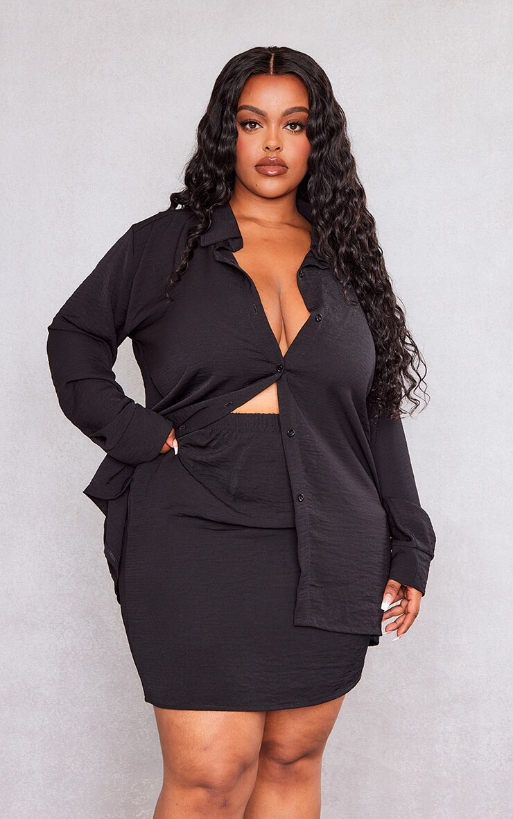 

PrettyLittleThing Черная прозрачная рубашка оверсайз черного цвета
