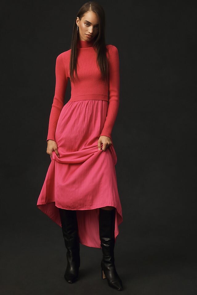 

Платье-свитер Thea Twofer Anthropologie, розовый