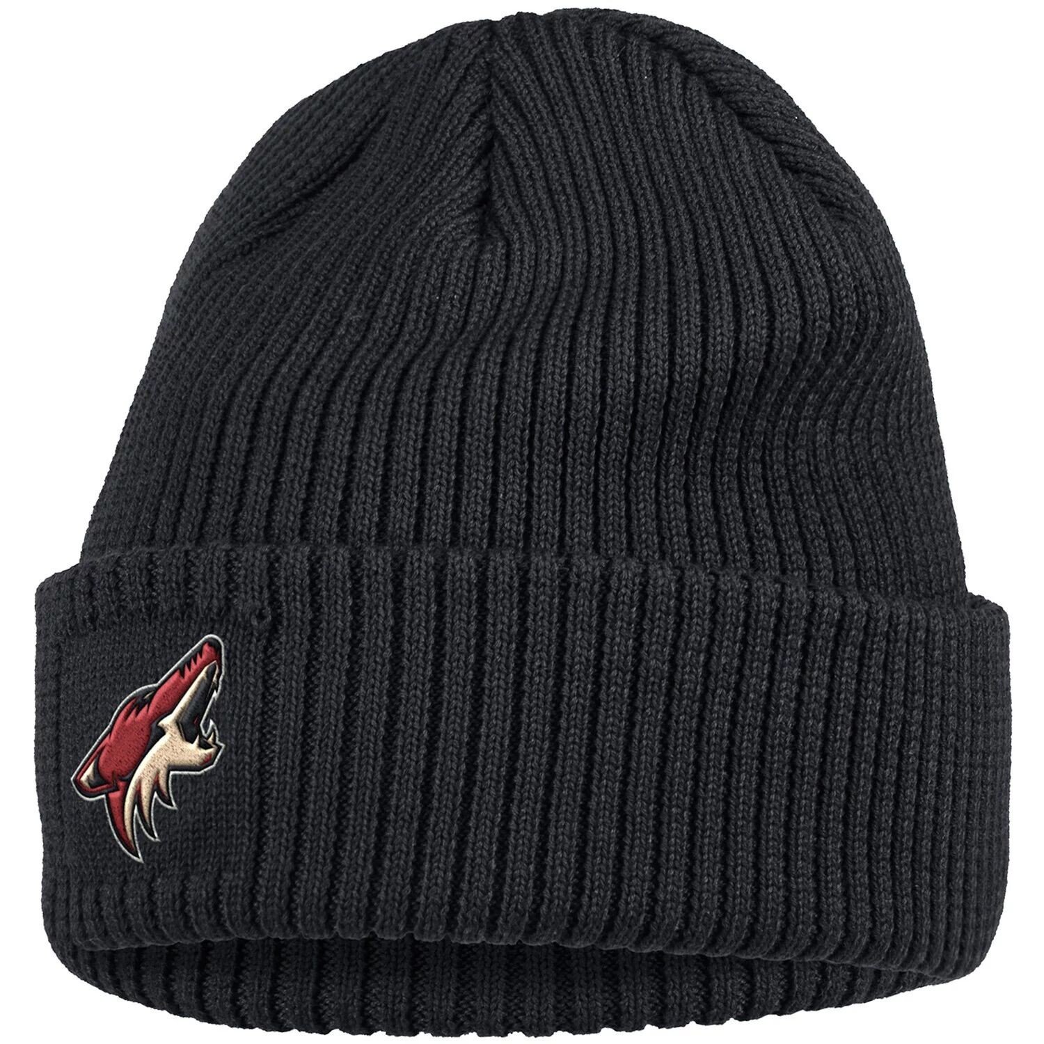 

Женская вязаная шапка с манжетами и манжетами с логотипом adidas Black Arizona Coyotes Primary adidas