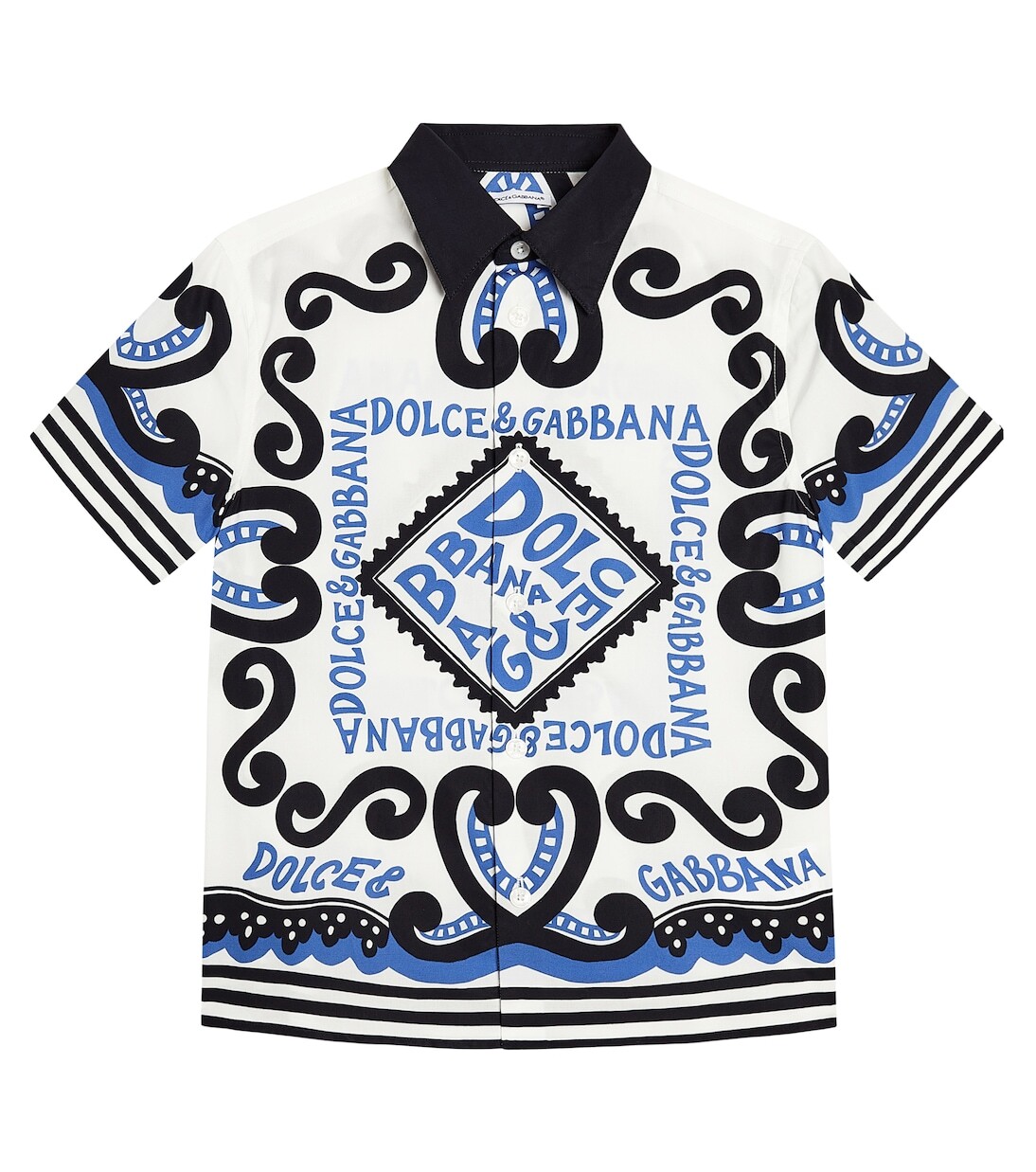 

Рубашка-поло из хлопкового поплина с логотипом Dolce&Gabbana Kids, белый