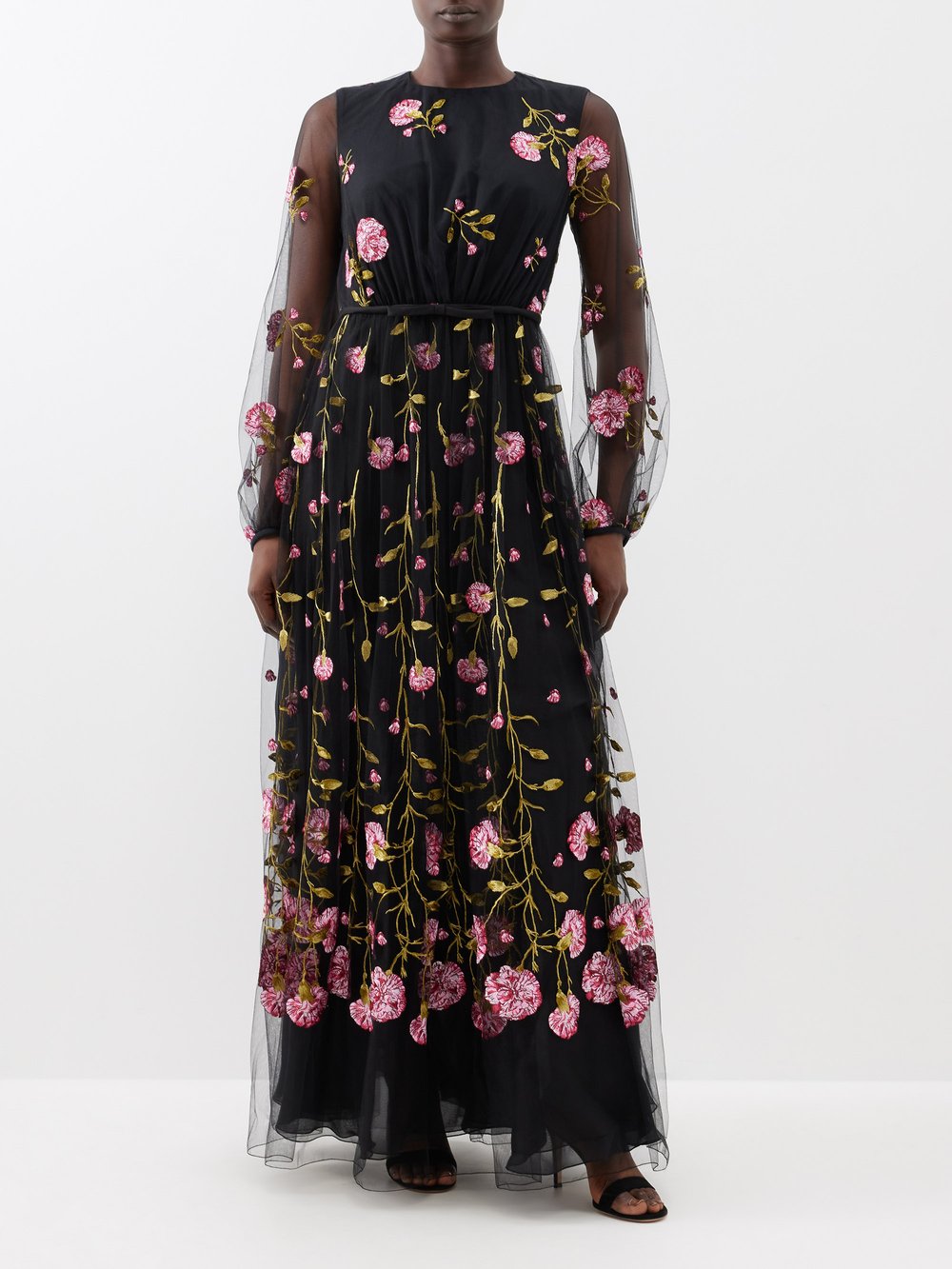 Тюлевое платье с цветочной вышивкой Giambattista Valli, черный рюкзак валли черный 3