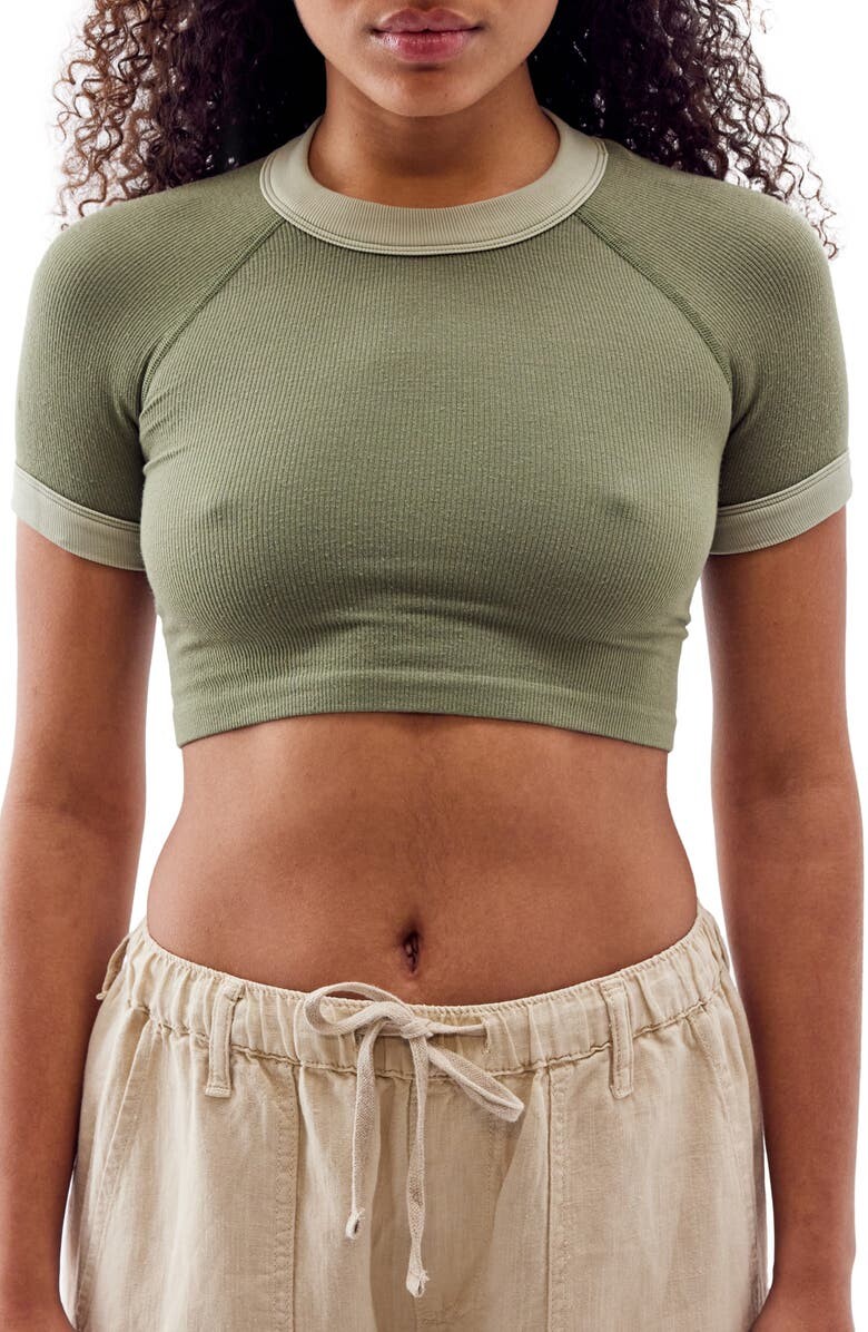 

Укороченная футболка в рубчик Ringer BDG URBAN OUTFITTERS, зеленый