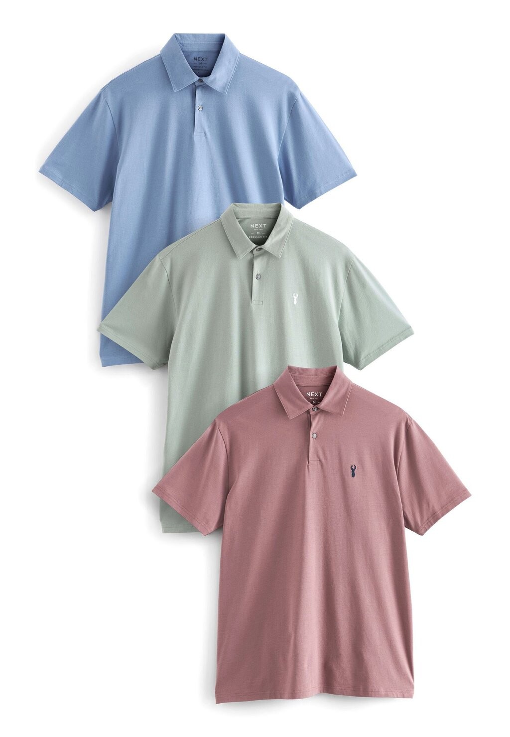 

Рубашка-поло Three Pack Next, цвет blue pink green pastel