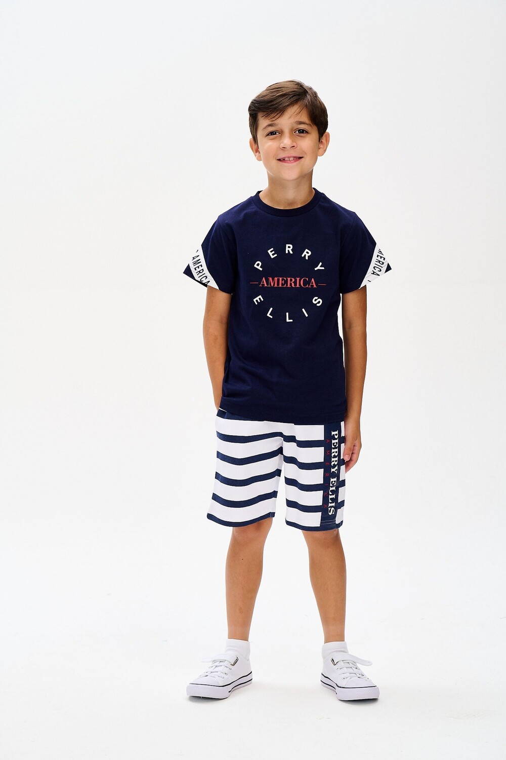 

Синяя футболка Perry Ellis America, синий