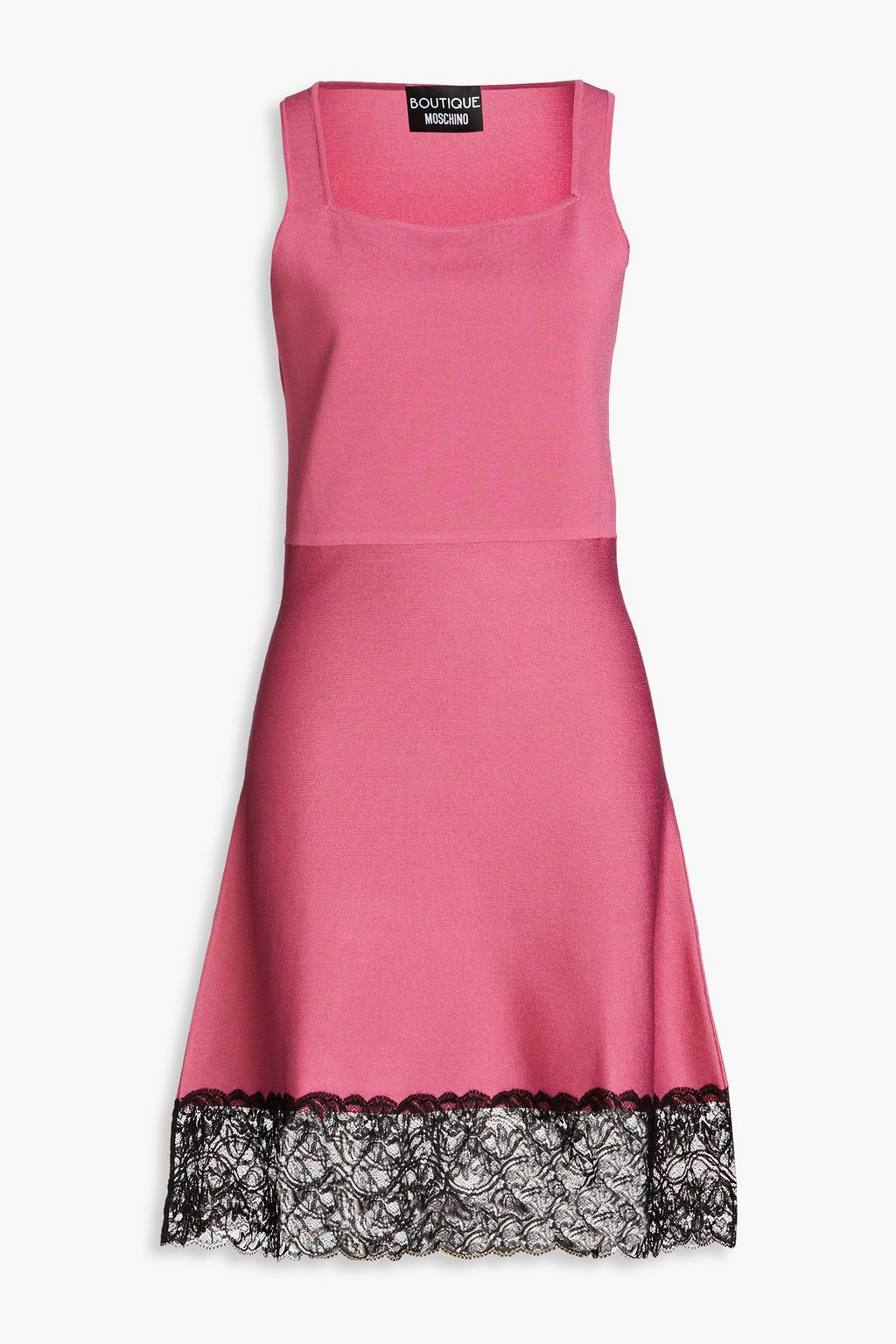 Платье эластичного трикотажа с кружевной отделкой BOUTIQUE MOSCHINO, розовый