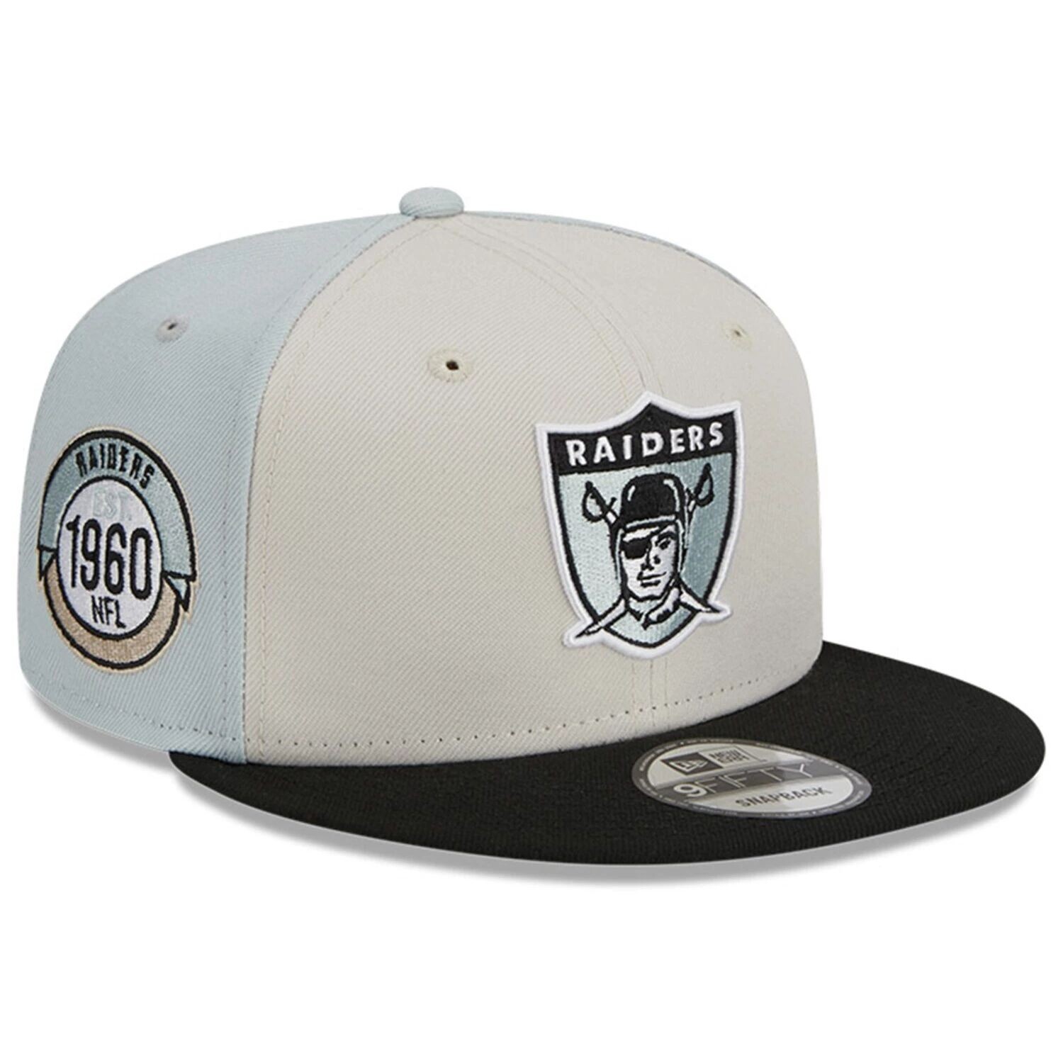 

Мужская кепка New Era кремового/черного цвета Las Vegas Raiders 2023 Sideline Historic 9FIFTY Snapback, Серый