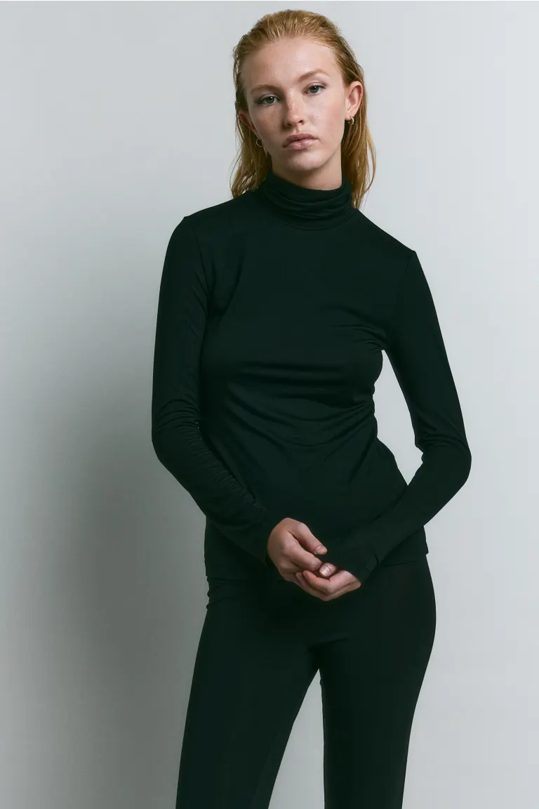 

Блузка с высоким воротником thermolite H&M, черный