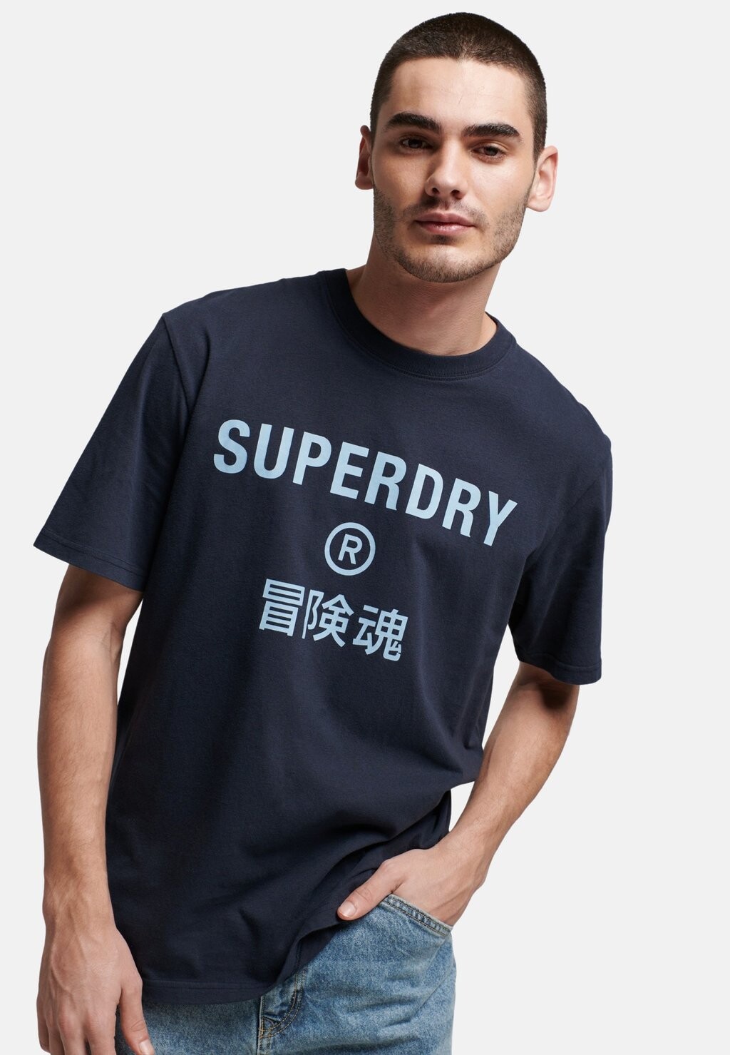 

Футболка с принтом Superdry, темно-синий