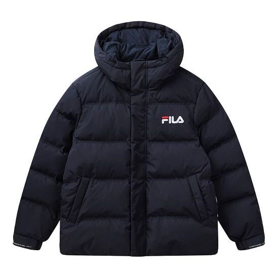 Пуховик FILA Thicken Short hooded down Jacket Blue, синий пуховик uniqlo seamless down short синий