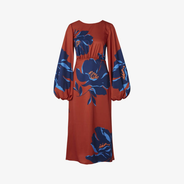 Платье миди kylie из переработанного полиэстера с цветочным принтом Malina, цвет poppy rust