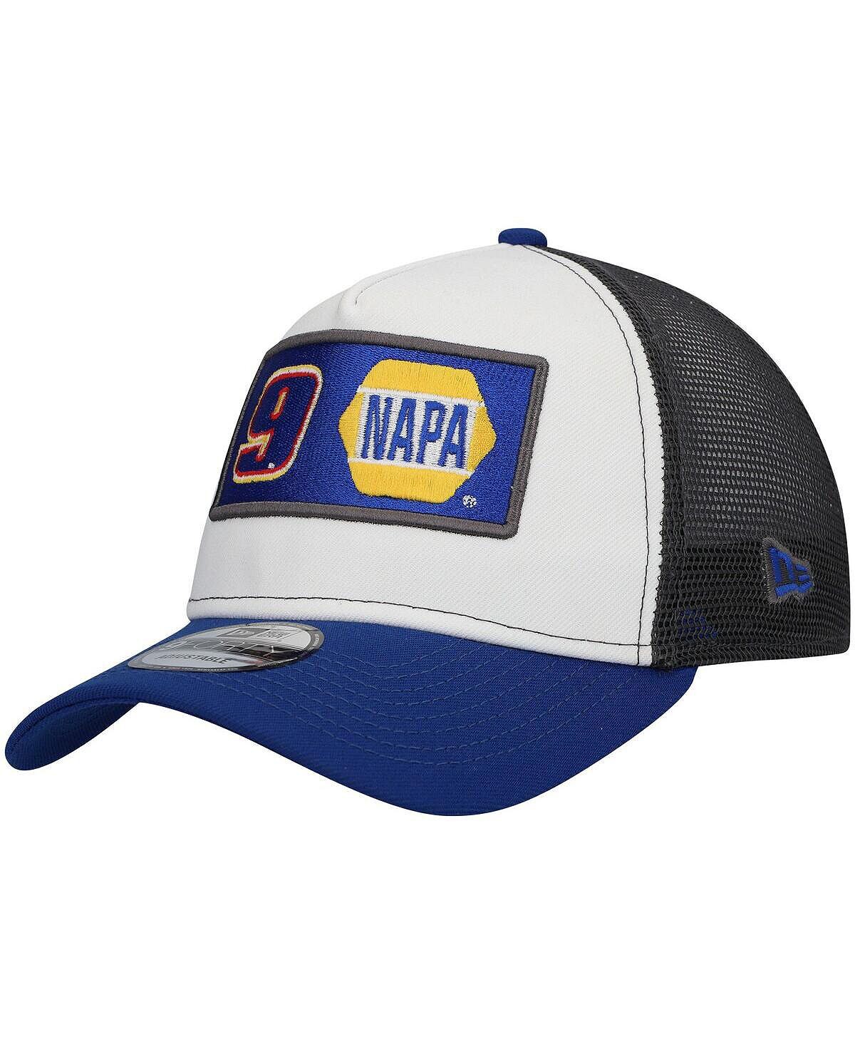

Мужская белая шляпа Royal Chase Elliott с двойной нашивкой 9Forty A-Frame Trucker Snapback New Era