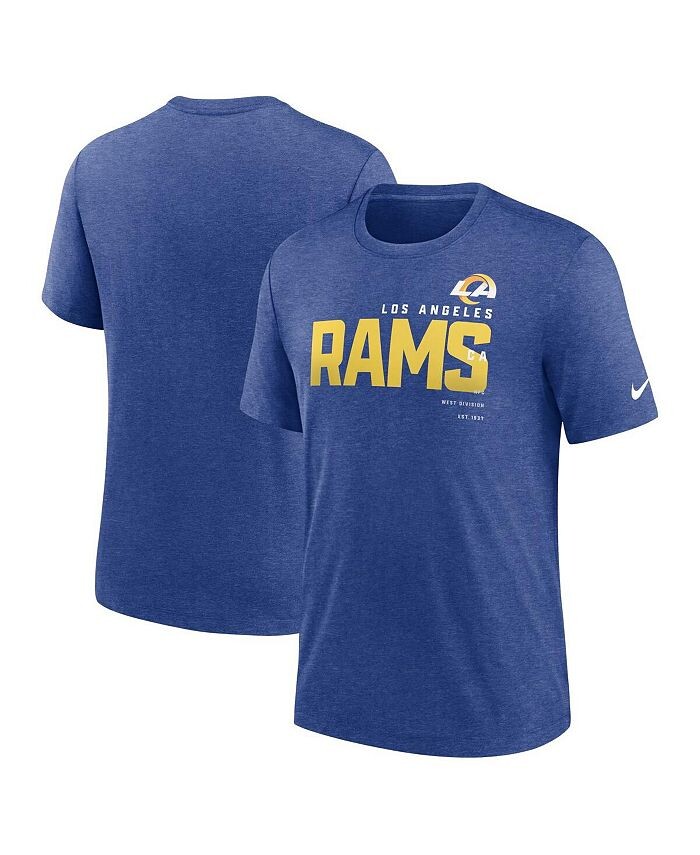 

Мужская футболка Heather Royal Los Angeles Rams Team Tri-Blend Nike, синий