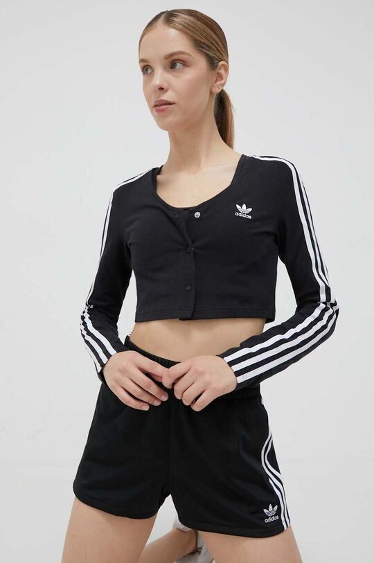 

Футболка с длинными рукавами и пуговицами adidas Originals, черный