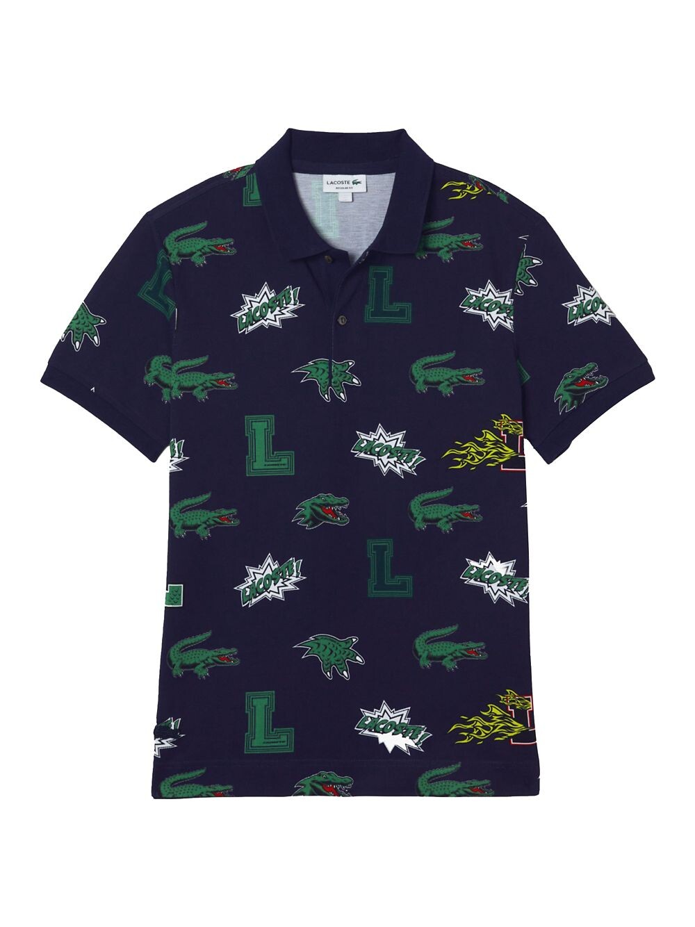

Рубашка поло с крокодиловым принтом и комиксами Lacoste