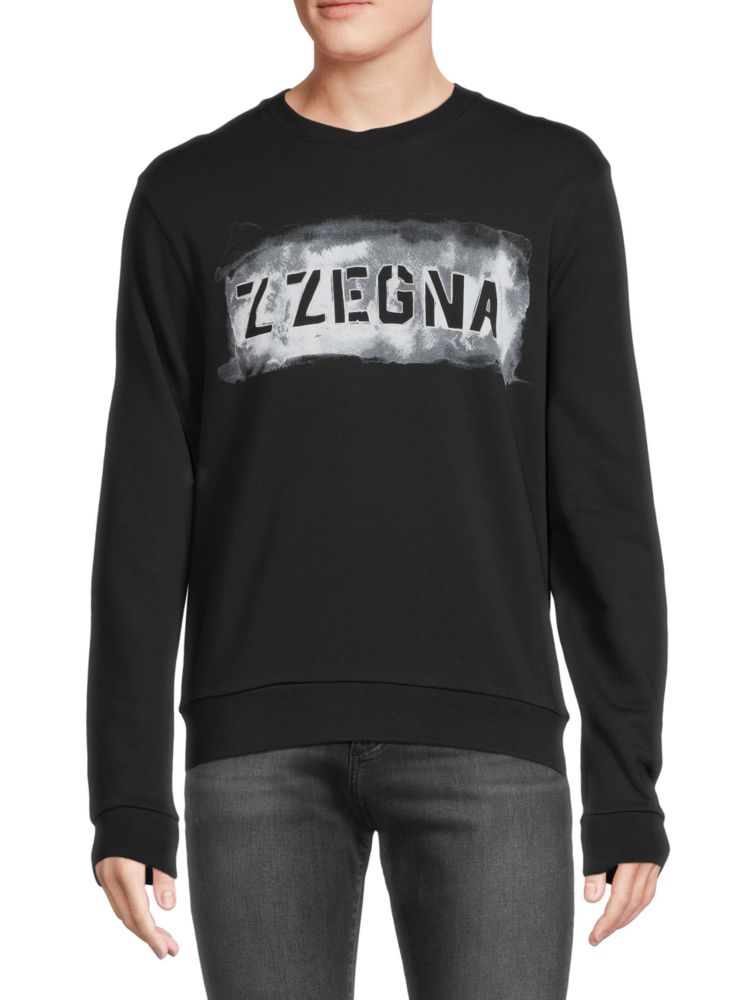 Толстовка с круглым вырезом и логотипом Z Zegna, черный