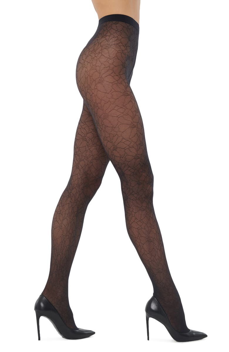 

Кружевные колготки с цветочным принтом WOLFORD, черный