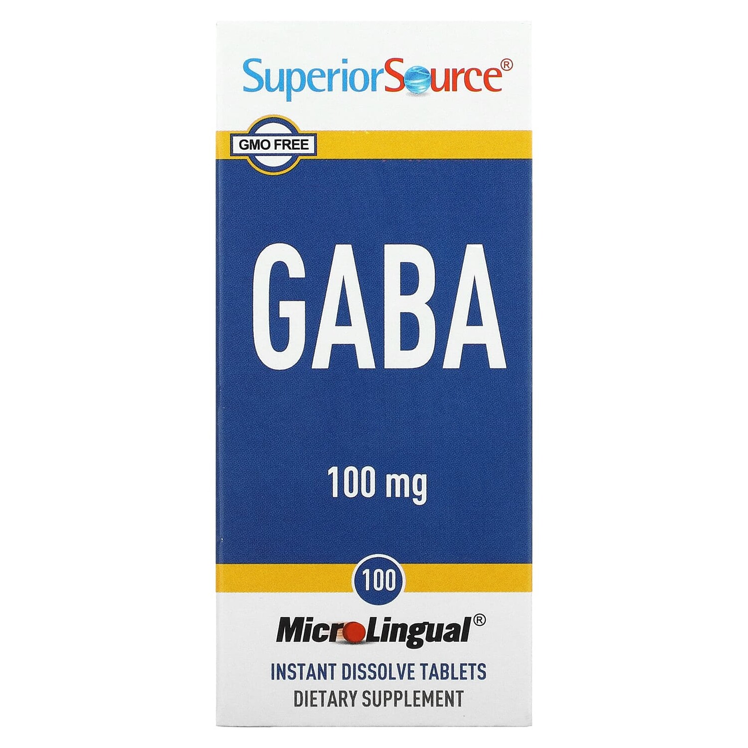 

ГАМК, 100 мг, 100 быстрорастворимых таблеток MicroLingual, Superior Source