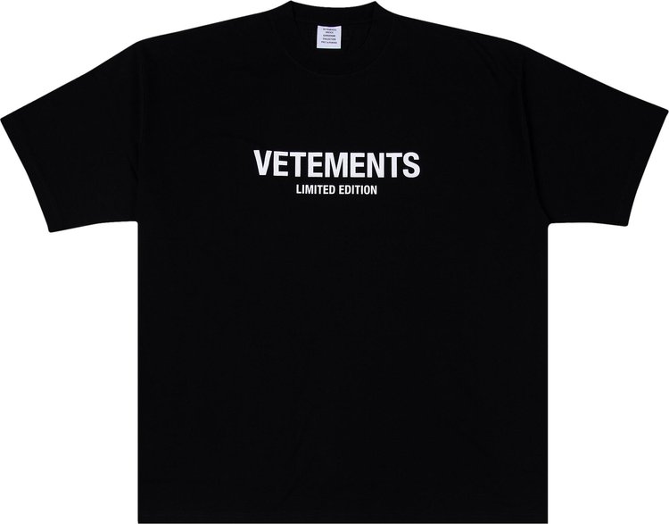 2021ss vetements limited edition tee men women high quality vetements t shirt vtm tops Футболка Vetements Limited Edition Logo 'Black/White', черный
