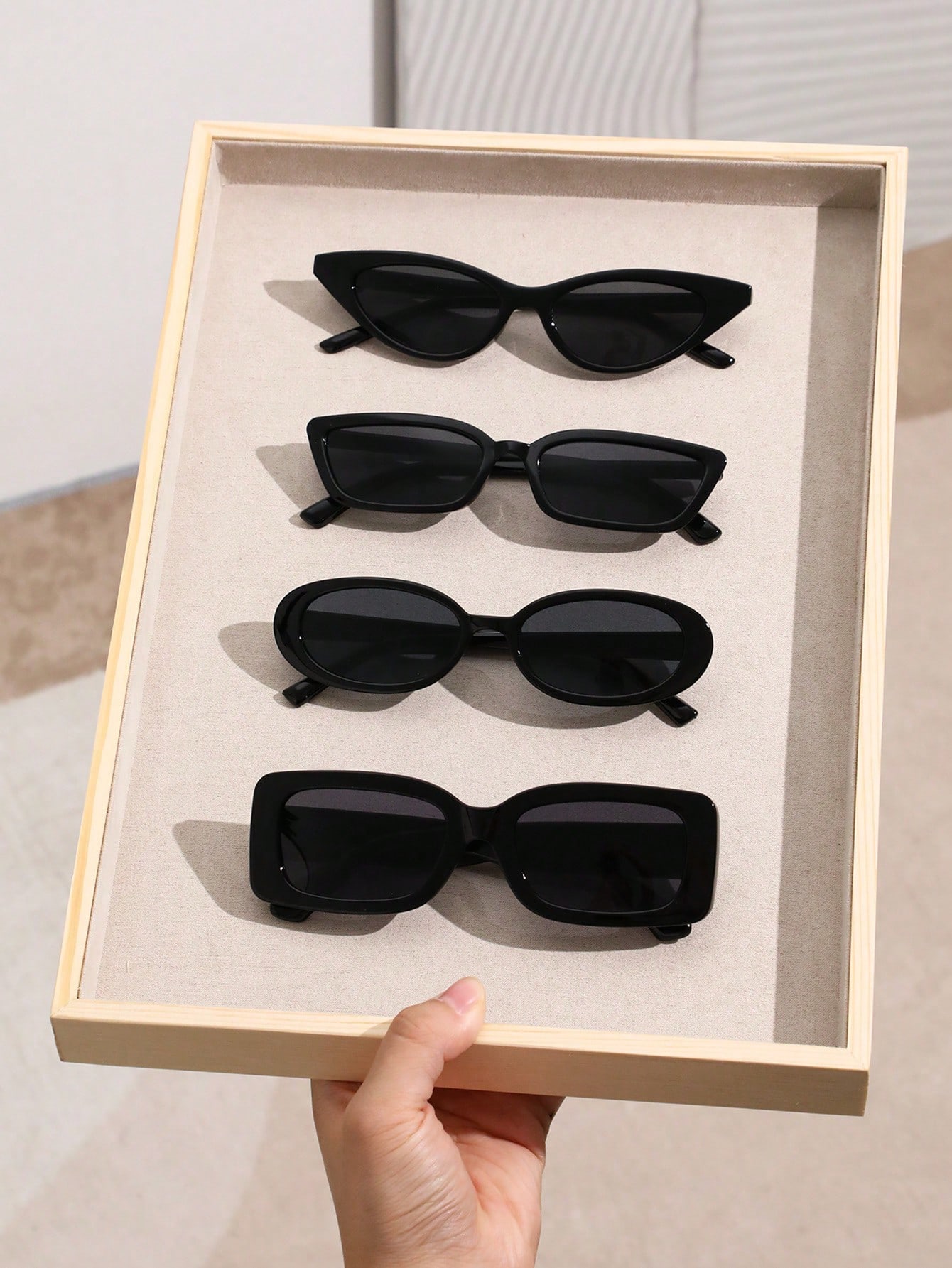 цена 4 шт. женские черные кошачьи глаза в геометрической оправе модные солнцезащитные очки Y2K для повседневной жизни UV400 аксессуары для одежды