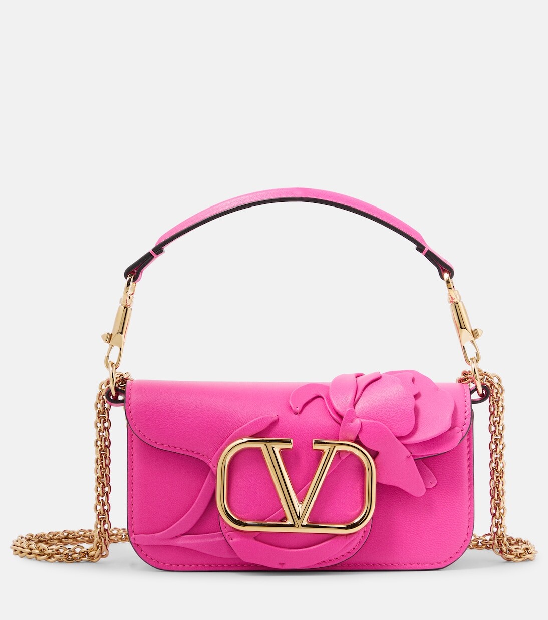 

Locò маленькая кожаная сумка на плечо с аппликацией Valentino Garavani, розовый