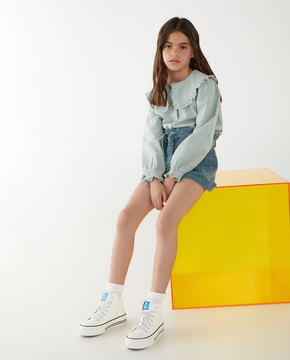 

Вельветовые шорты для девочек из ткани сирсакер Kids El Corte Inglés, темно-зеленый