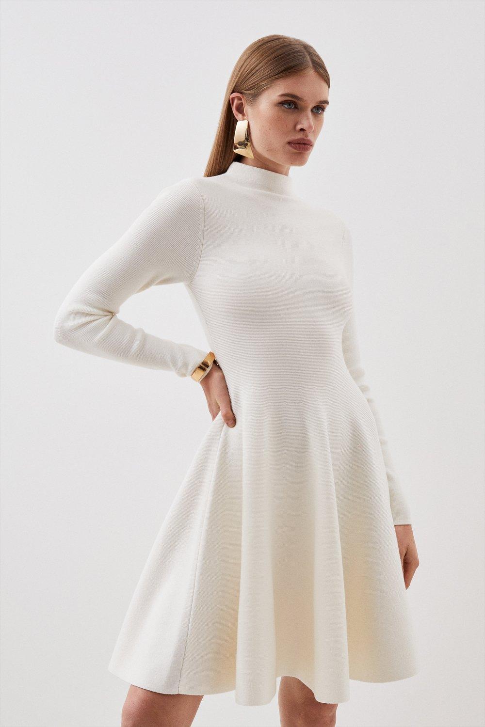цена Мини-платье полного круга из смеси вискозы Karen Millen, белый