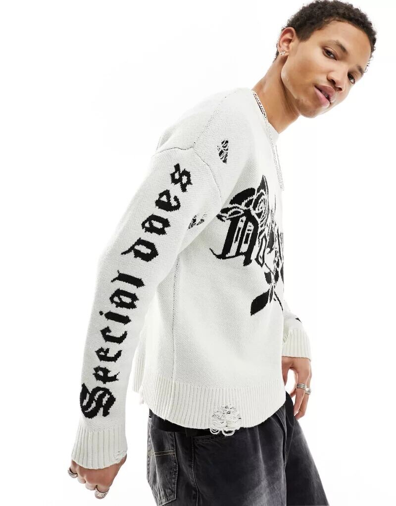

Серый вязаный свитер Bershka с надписью «Возврата нет»