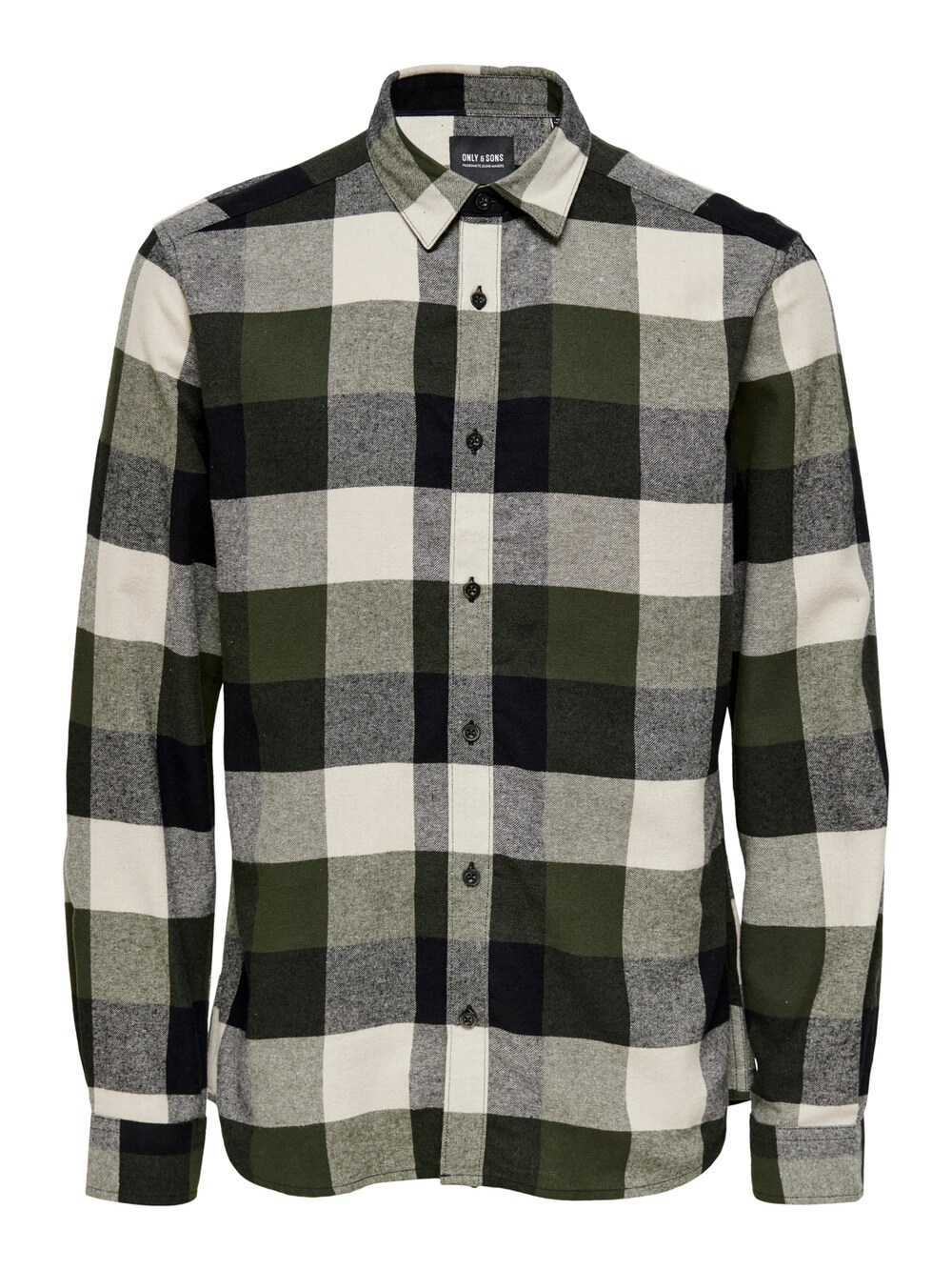 цена Рубашка узкого кроя на пуговицах Only & Sons Gudmund, хаки/оливковый
