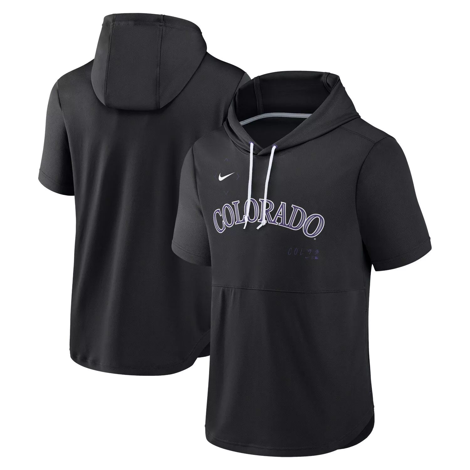 цена Мужской черный пуловер с капюшоном Colorado Rockies Springer с короткими рукавами и капюшоном Nike