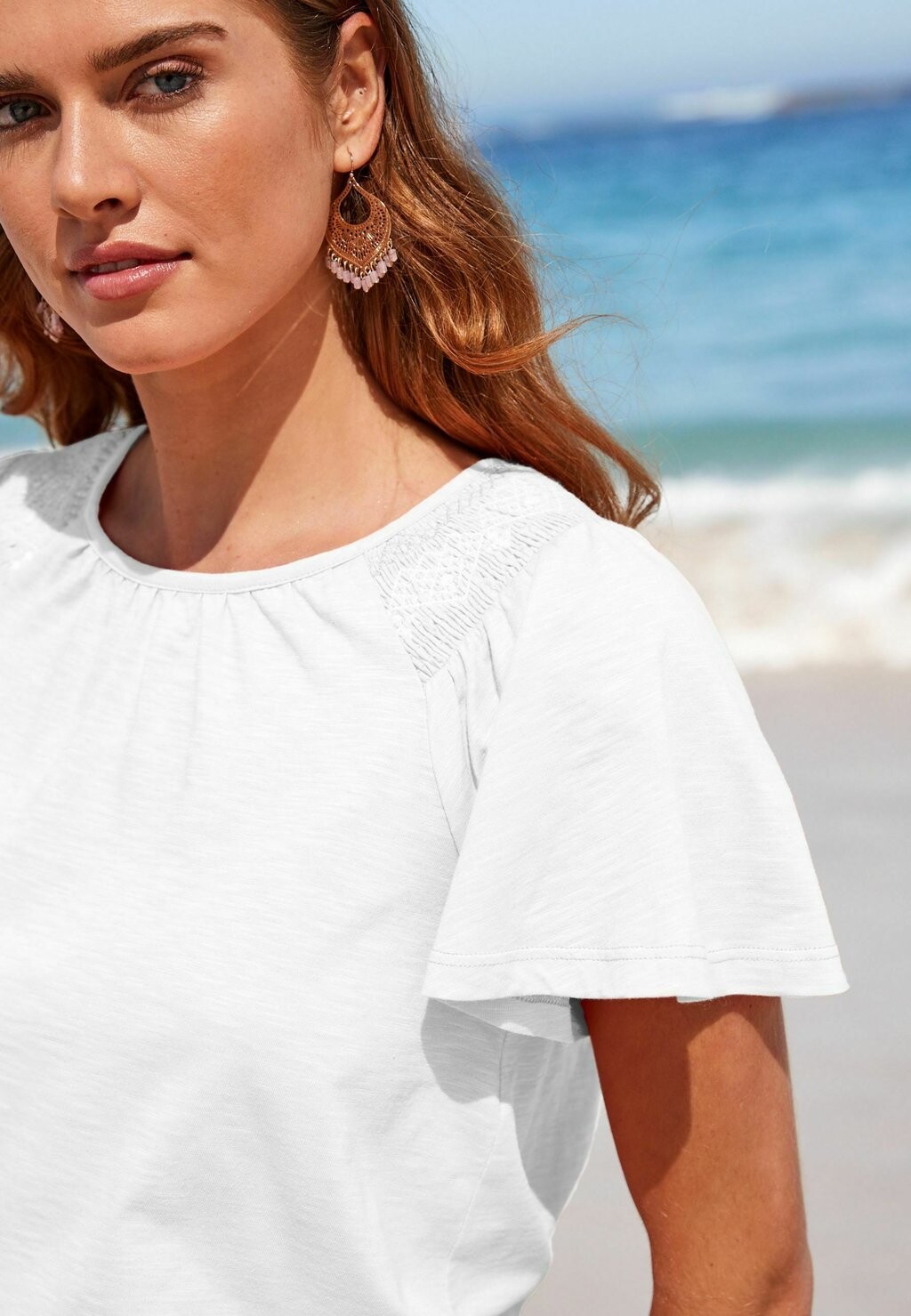 

Футболка с набивным рисунком Smocked Short Sleeves Round Neck Top Next, белая