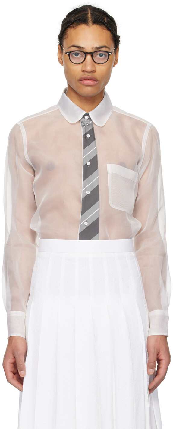 

Белая рубашка с галстуком Trompe-L'Oeil Thom Browne