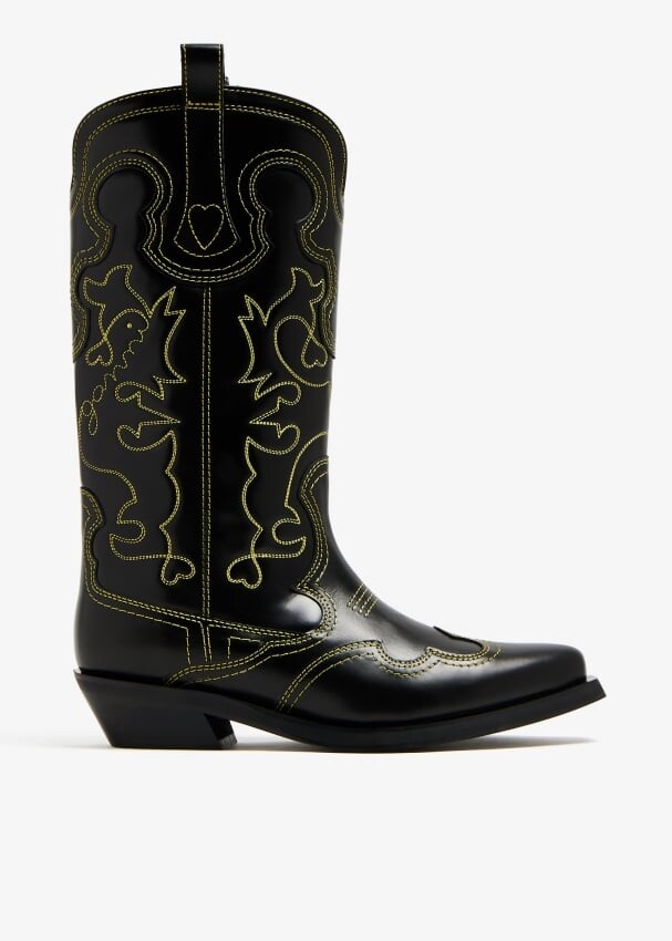 

Ботинки Ganni Embroidered Western, черный