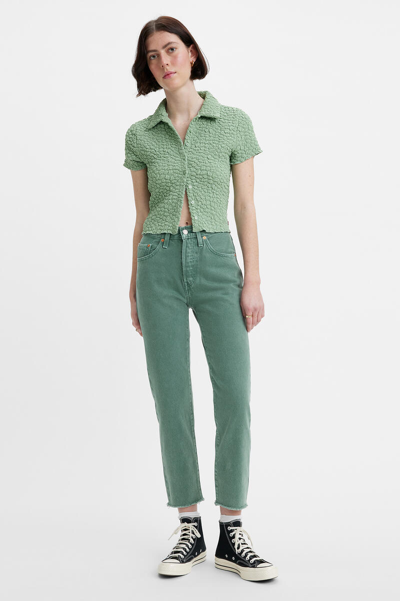 Зеленые укороченные джинсы 501 Levi's, бледно-зеленый