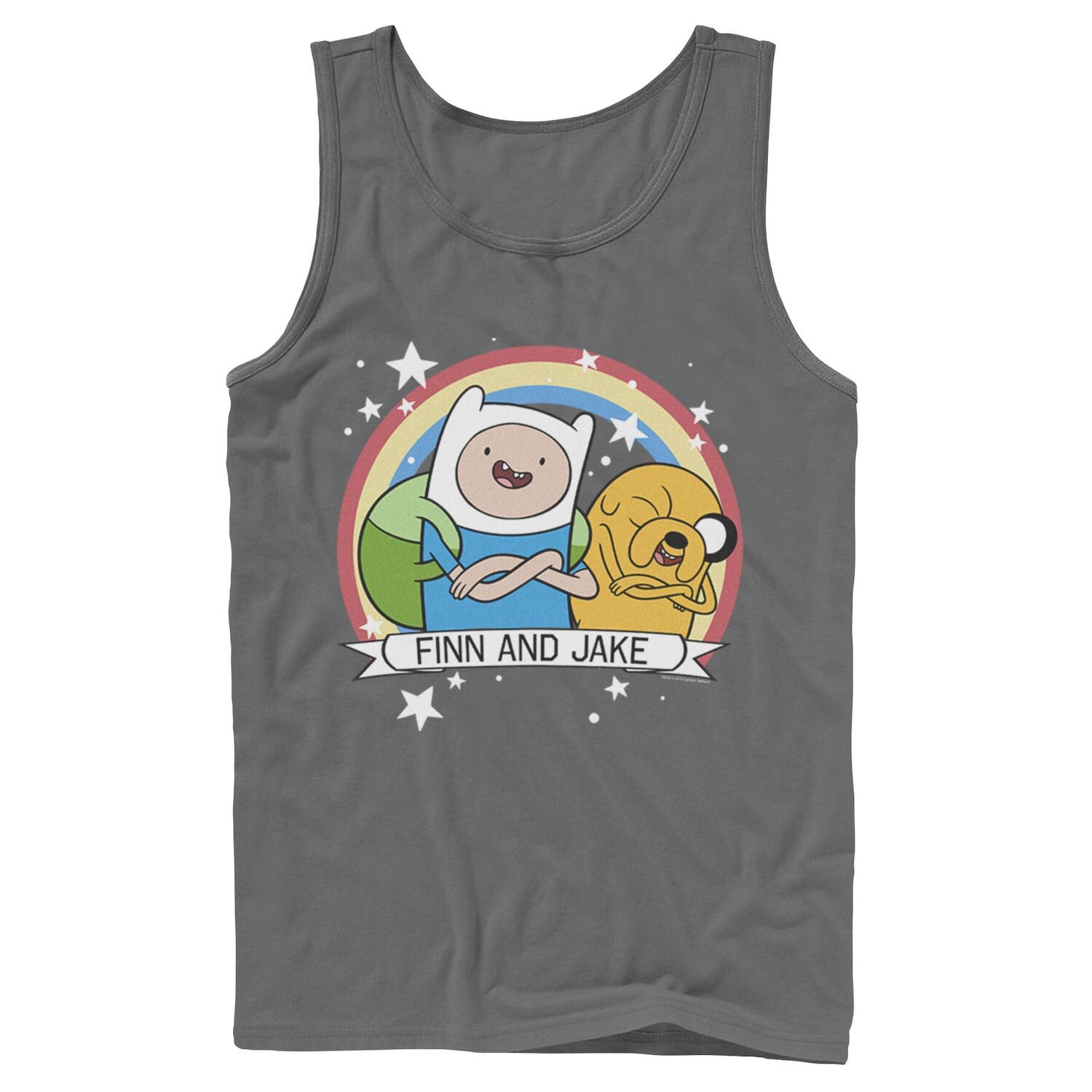 

Мужская майка Cartoon Network Adventure Time Finn & Jake Rainbow Banner Licensed Character