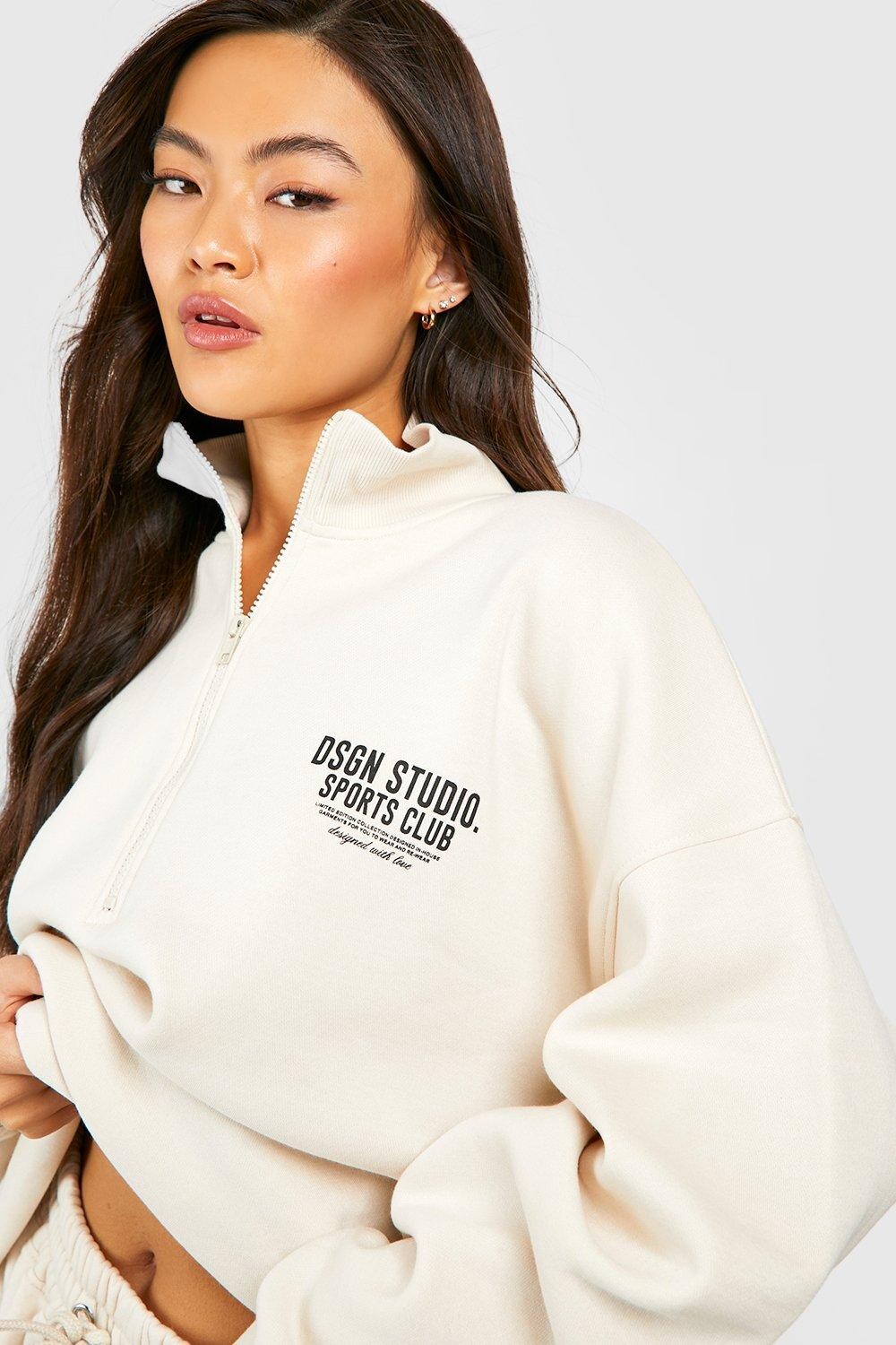 

Свитер на половине молнии с лознаном sports club Boohoo, экру