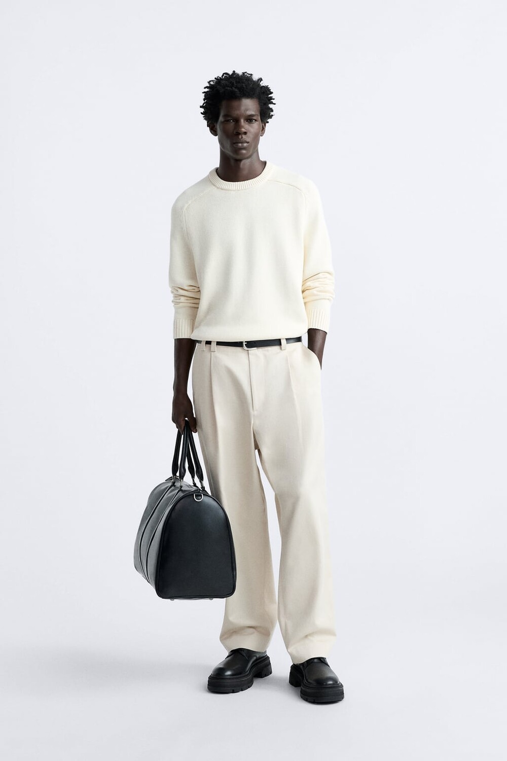 

Кожаная сумка для боулинга ZARA, черный