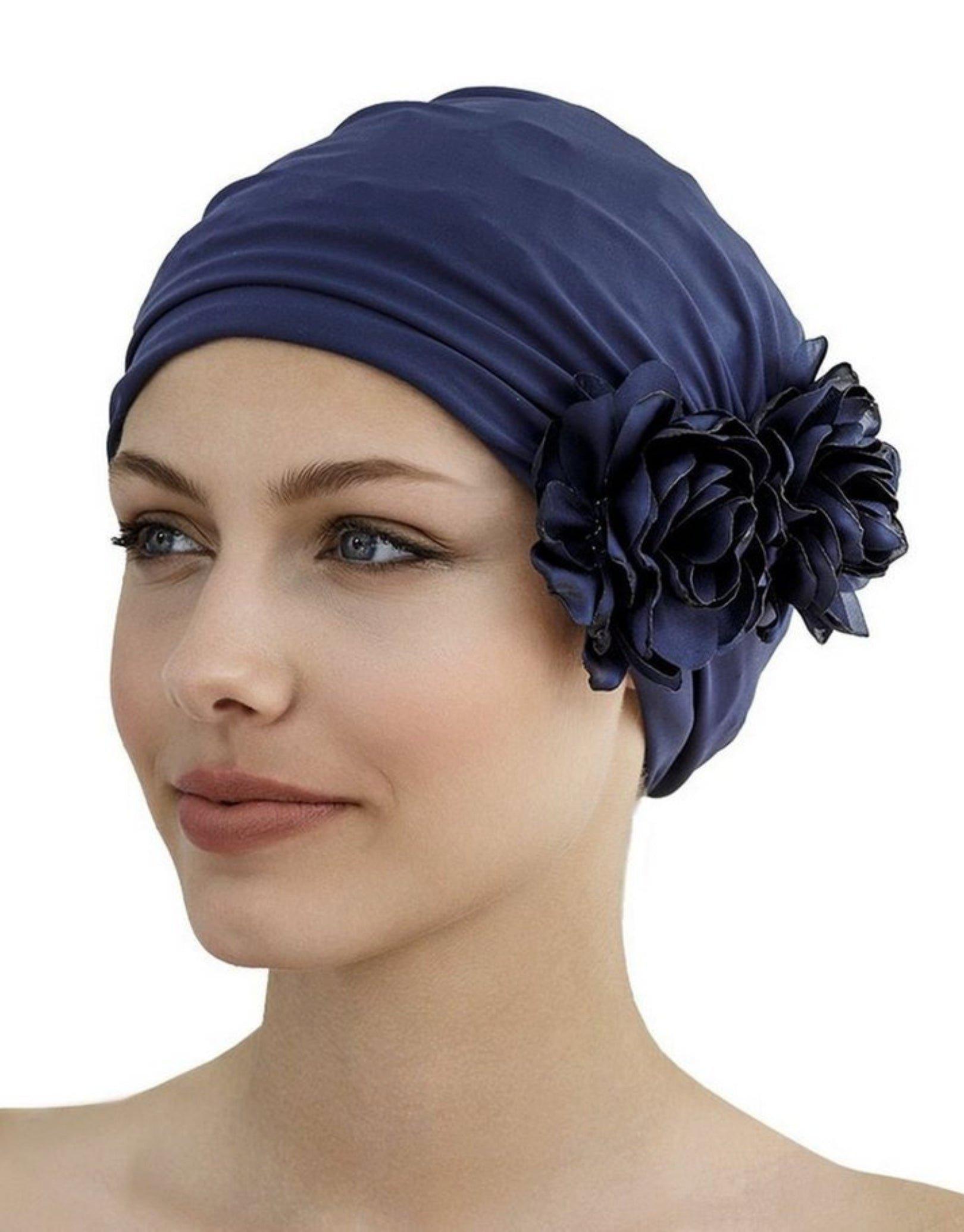 шапочка для плавания fashy 3493 20 Шапочка Для Плавания Из Ткани Цветок - Темно-синий Fashy, синий