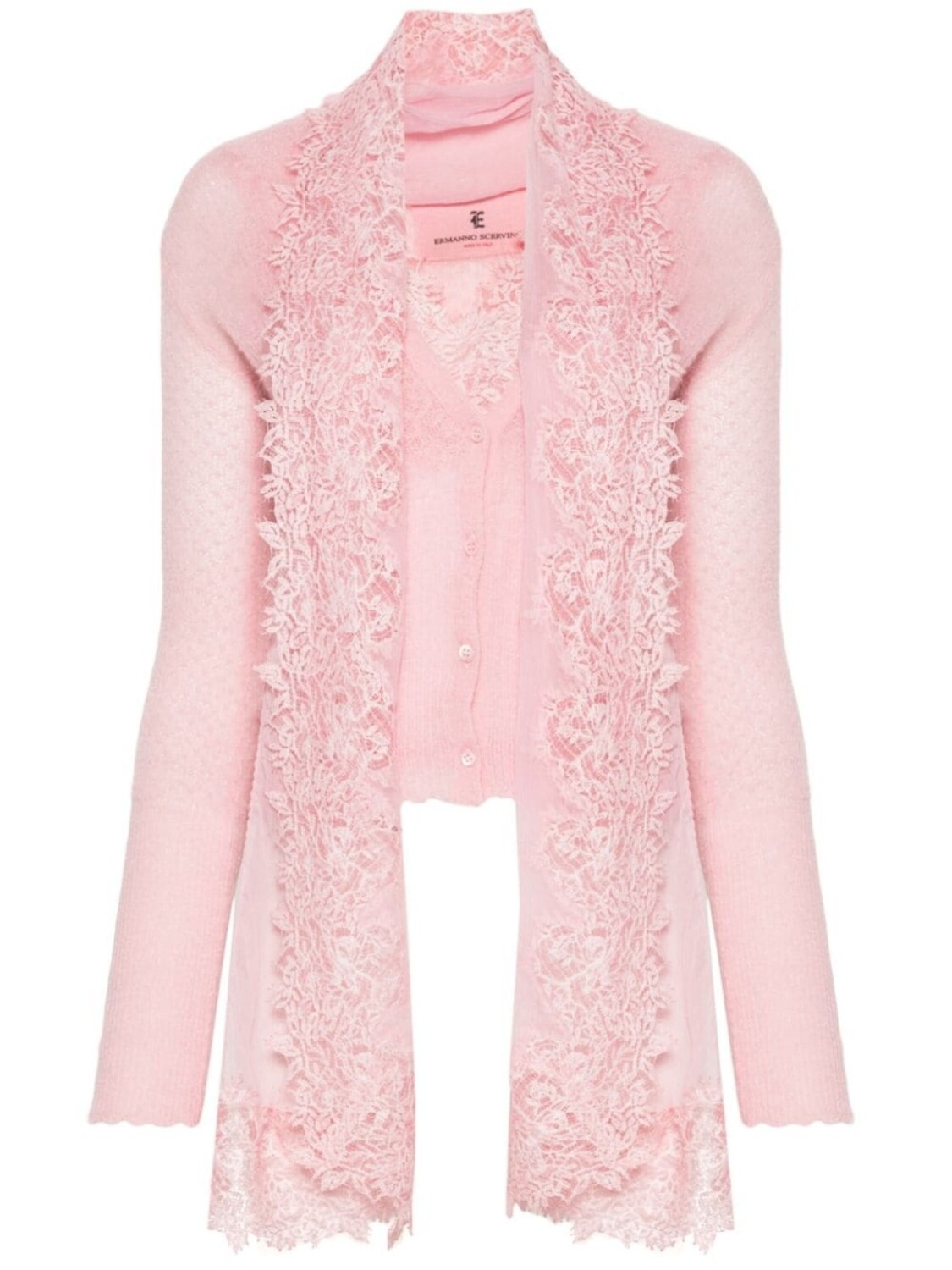 

Ermanno Scervino комплект из кардигана и топа с кружевом, розовый
