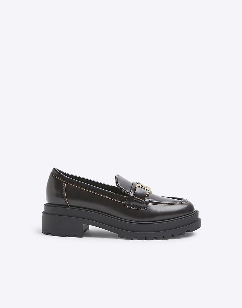 

Темно-красные массивные лоферы River Island Trim