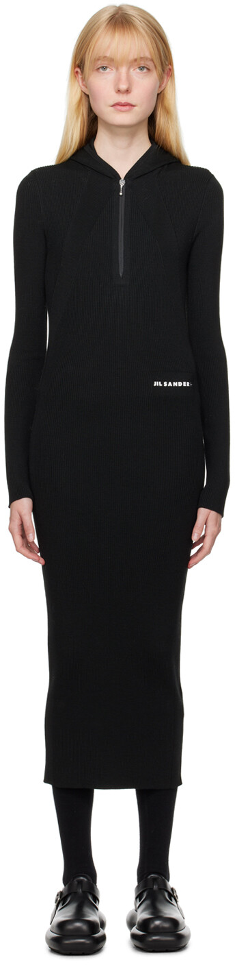 

Черное платье-миди с капюшоном Jil Sander, Черный, Черное платье-миди с капюшоном Jil Sander