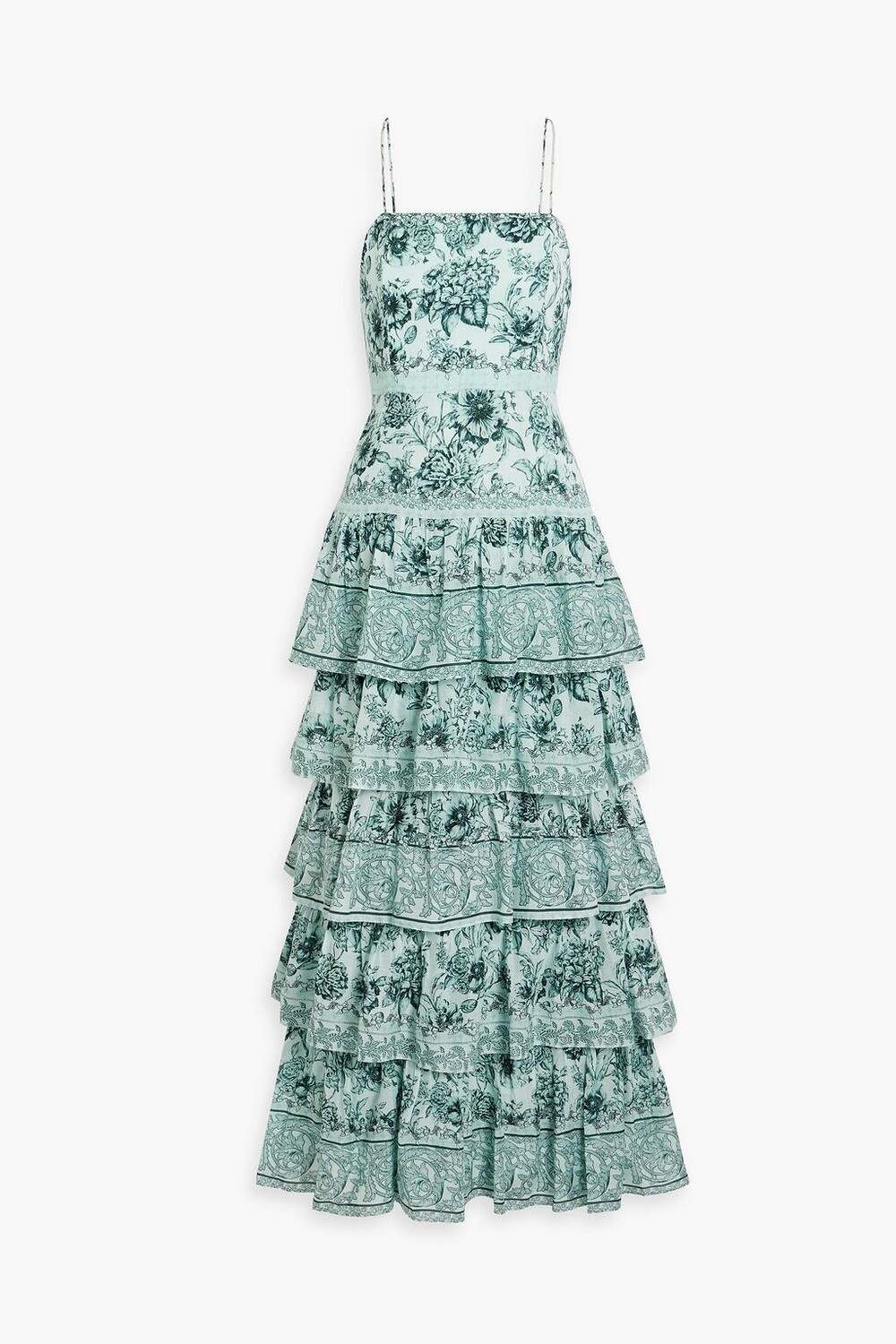 

Ярусное платье макси Valencia из хлопковой вуали с принтом ALICE + OLIVIA, синий