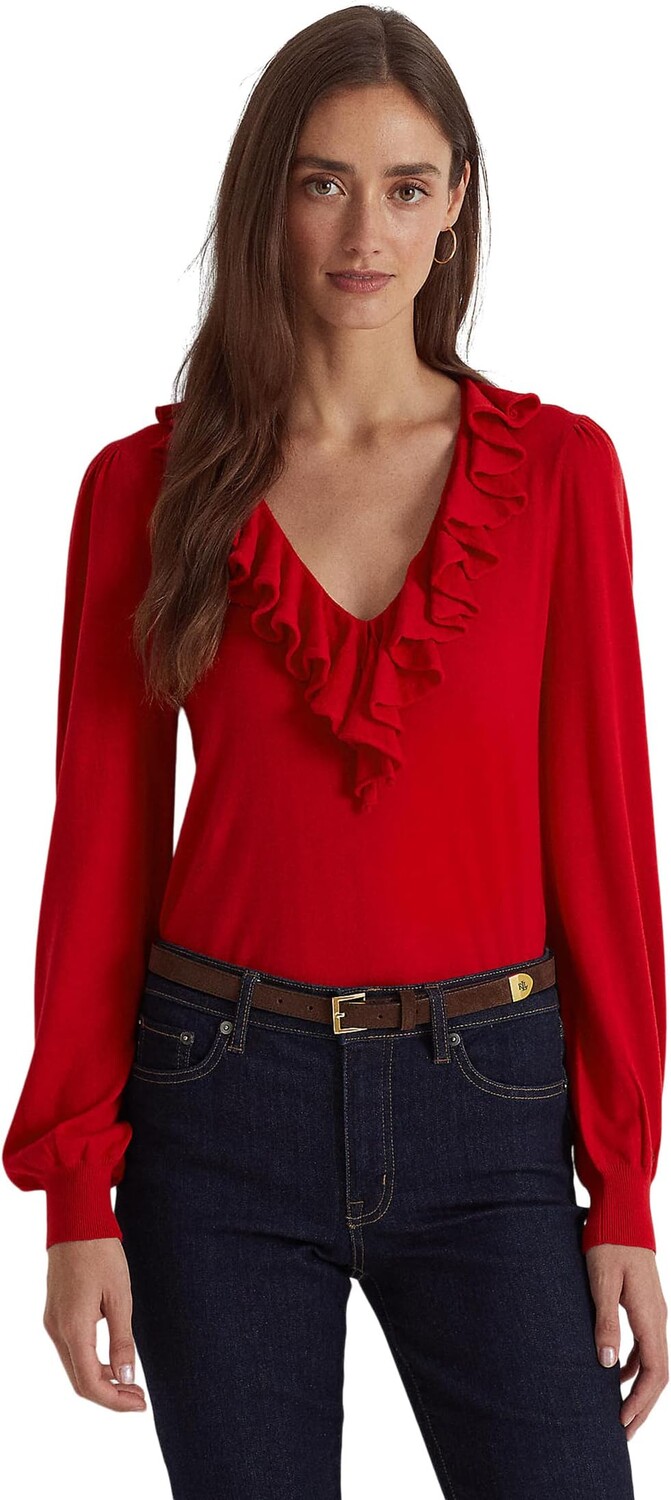 

Свитер из джерси с оборками LAUREN Ralph Lauren, цвет Classic Red