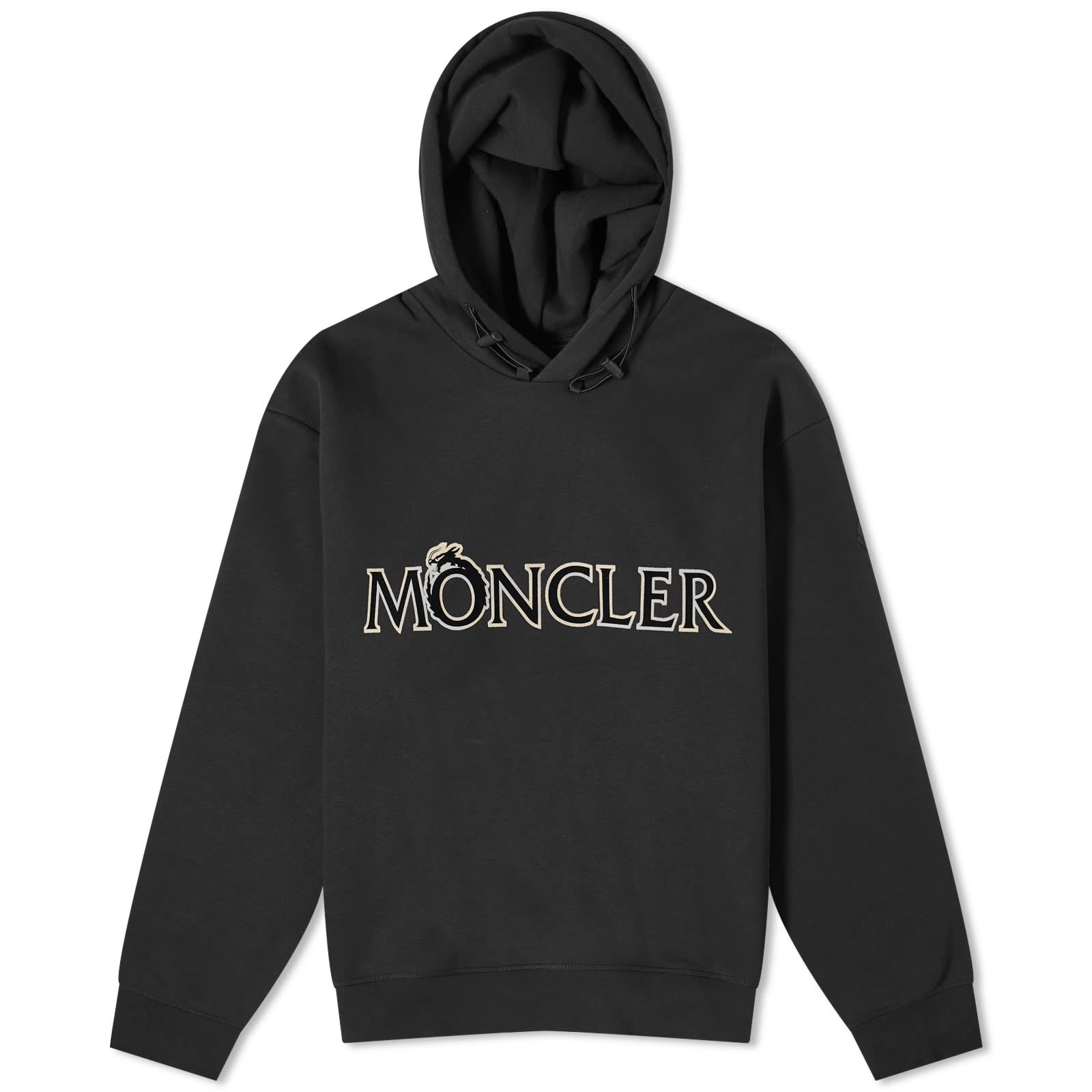 Худи Moncler Dragon Flocked Logo Popover, черный