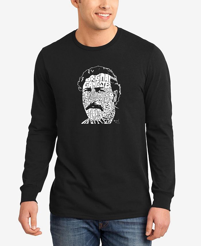 Мужская футболка с длинным рукавом Word Art Pablo Escobar LA Pop Art, черный я алкоголик или история падения и взлета
