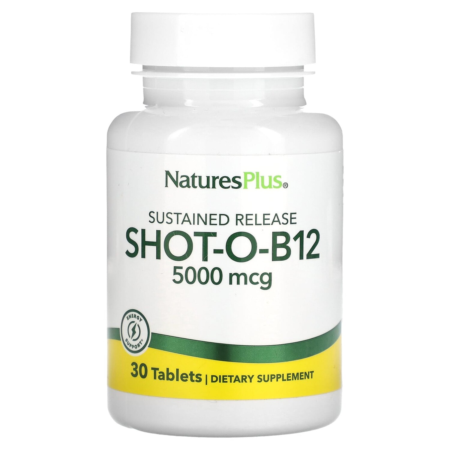 

Shot-O-B12, 5000 мкг, 30 таблеток, NaturesPlus